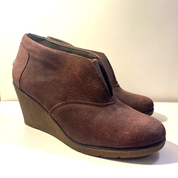 Sperry Shoes - Sperry TopSider Harlow Brook Wedge Bootie Pull On Size 8.5M Earthy Brown Suede